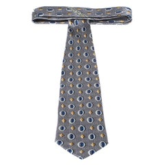Corbata de seda jacquard y estampado geométrico gris vintage Ermenegildo Zegna