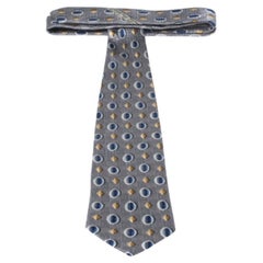 Ermenegildo Zegna Vintage Grey geometric Print & Jacquard Silk Tie