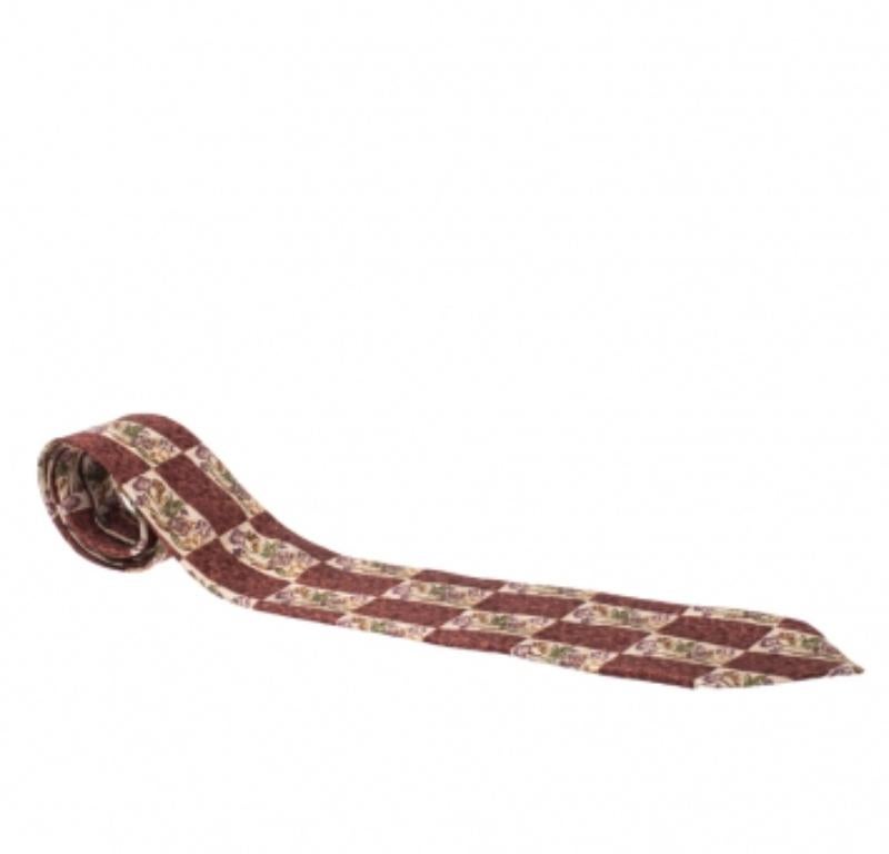 Vintage Mehrfarbige Krawatte aus Jacquard mit Blumendruck und Jacquard von Ermenegildo Zegna, Vintage (Braun) im Angebot