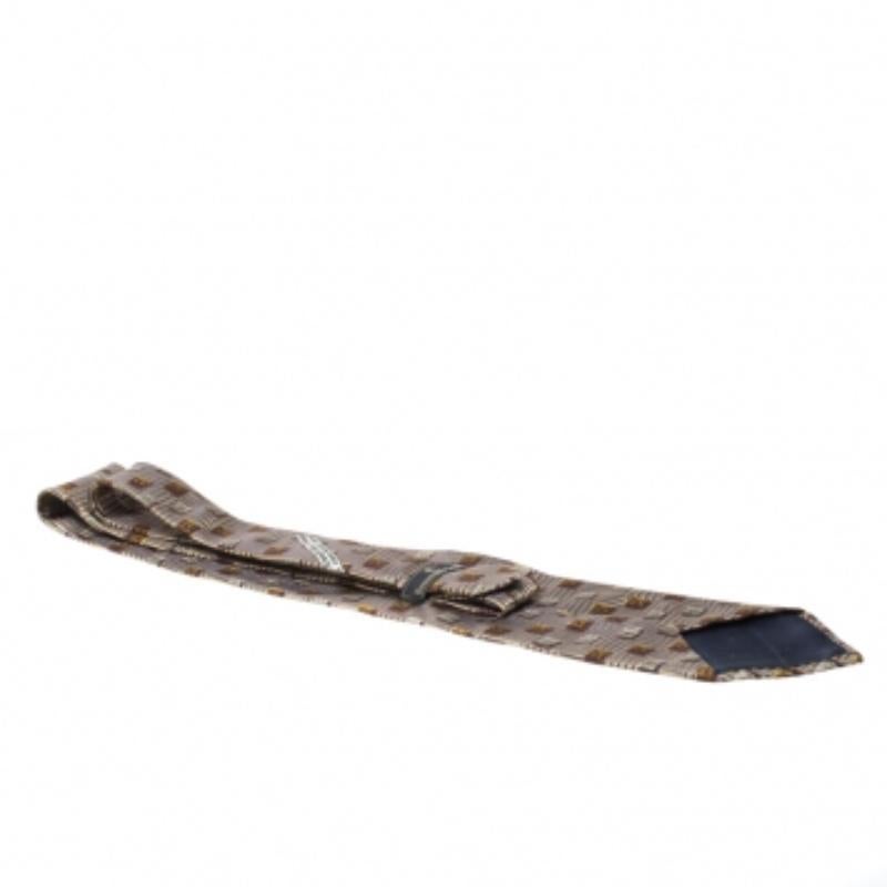 Traditionelle Krawatte aus mehrfarbigem Seidenjacquard von Ermenegildo Zegna, Vintage (Braun) im Angebot