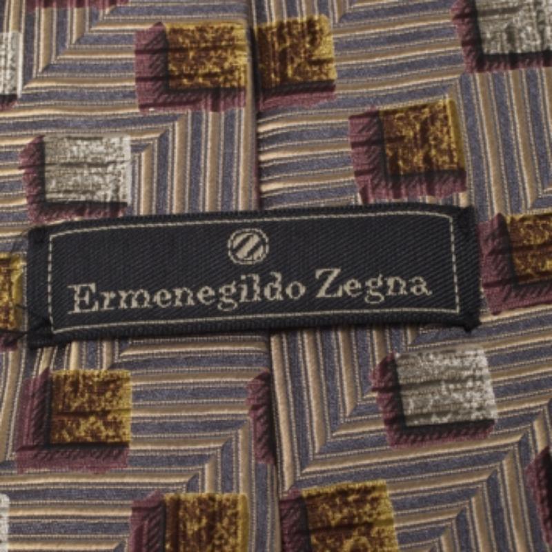 Traditionelle Krawatte aus mehrfarbigem Seidenjacquard von Ermenegildo Zegna, Vintage Herren im Angebot