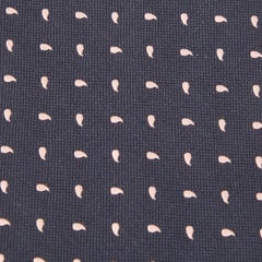 Ermenegildo Zegna Vintage Navy Blue Paisley Silk Jacquard Traditional Tie