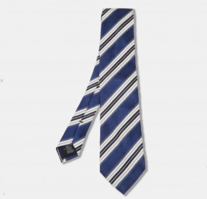 Cravatta classica in misto seta a righe vintage di Ermenegildo Zegna in vendita