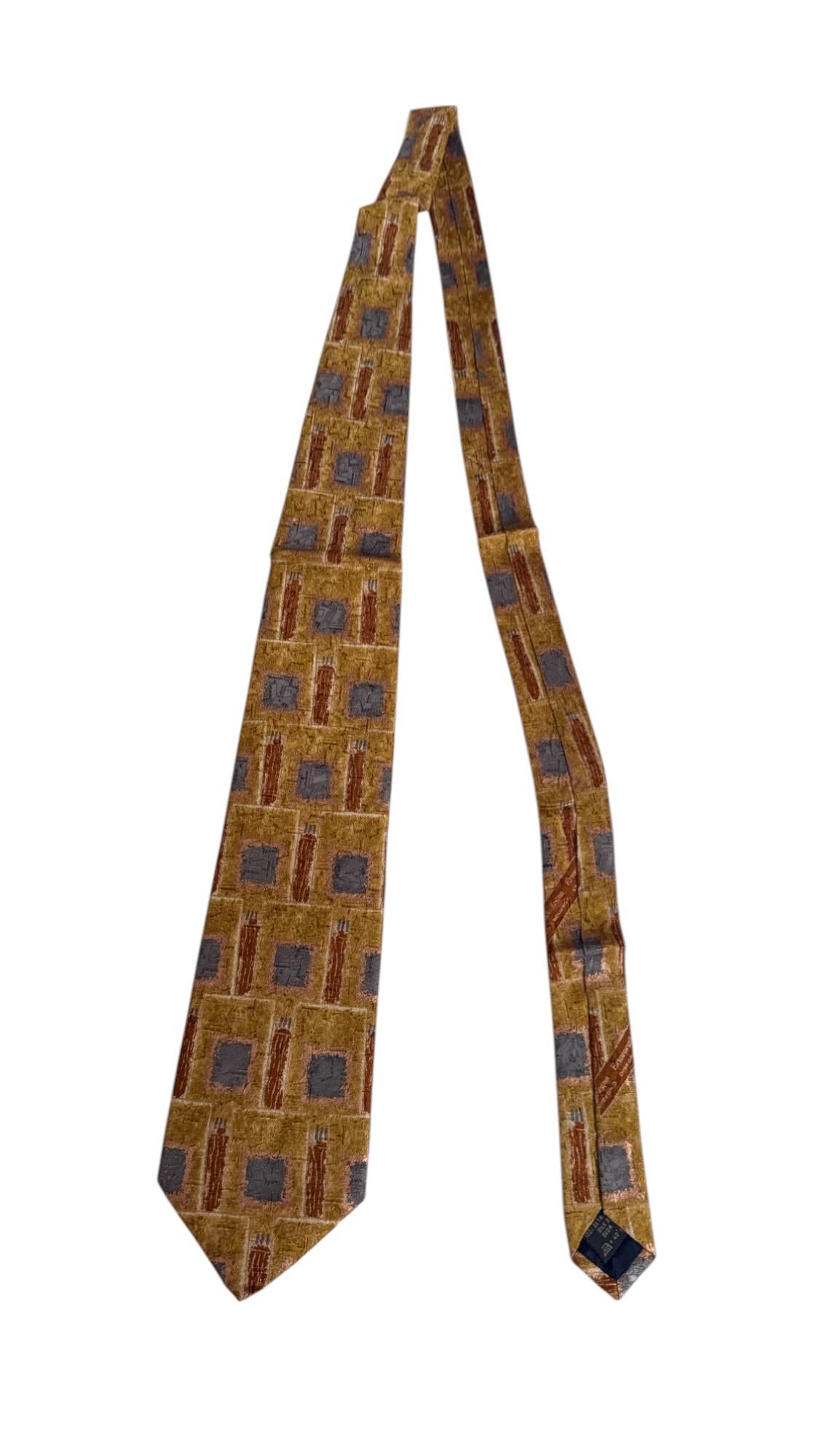 Ermenegildo Zegna Vintage-Krawatte - strukturiertes geometrisches Muster im Angebot 7