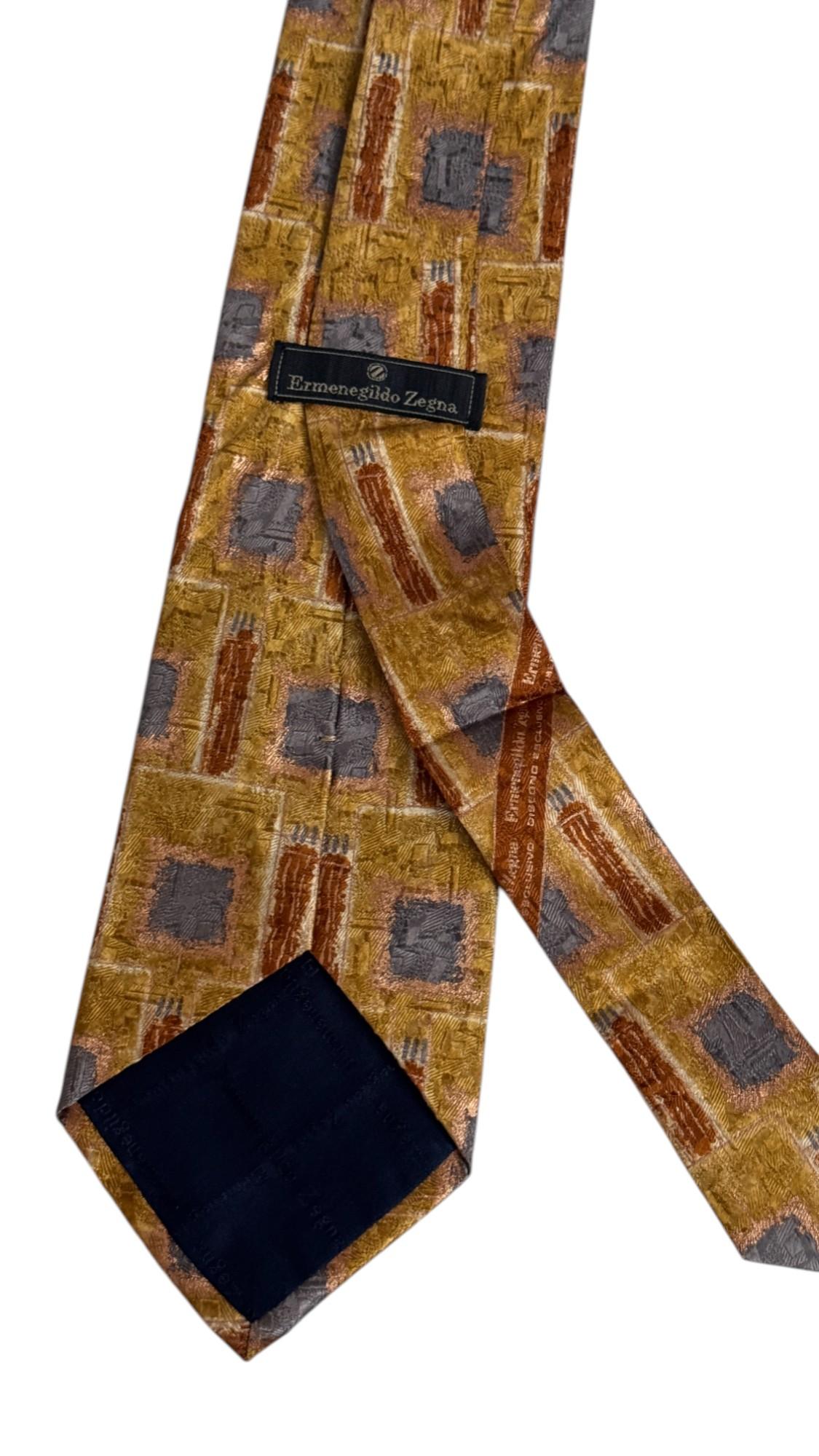 Ermenegildo Zegna Vintage-Krawatte - strukturiertes geometrisches Muster im Zustand „Gut“ im Angebot in Milano, IT