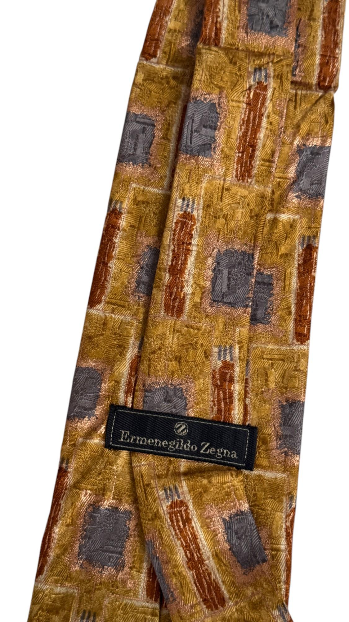 Ermenegildo Zegna Vintage-Krawatte - strukturiertes geometrisches Muster für Damen oder Herren im Angebot