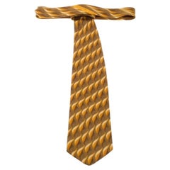 Ermenegildo Zegna Vintage Yellow Leaf Print Silk Tie