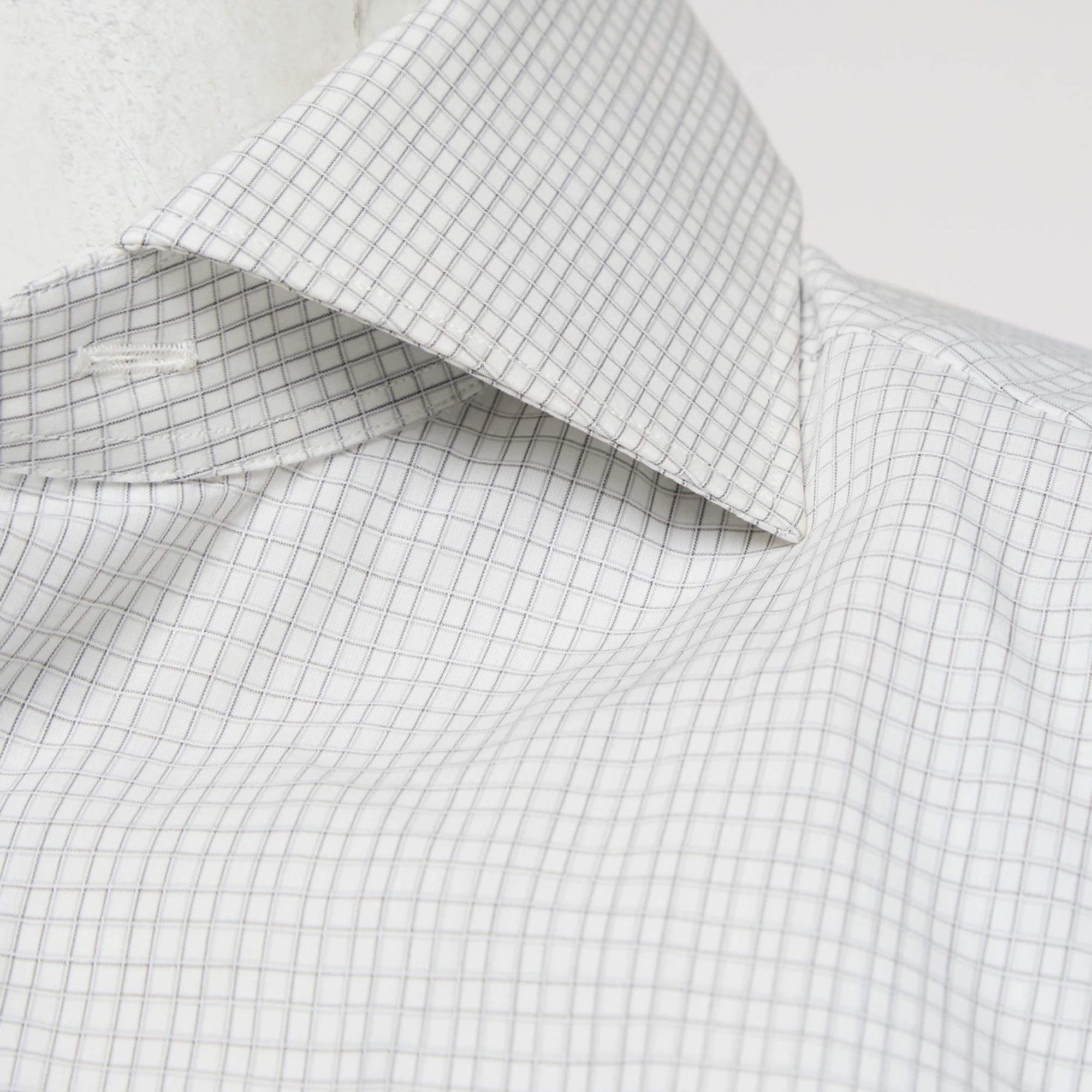 Ermenegildo Zegna White Checked Cotton Shirt L For Sale 1