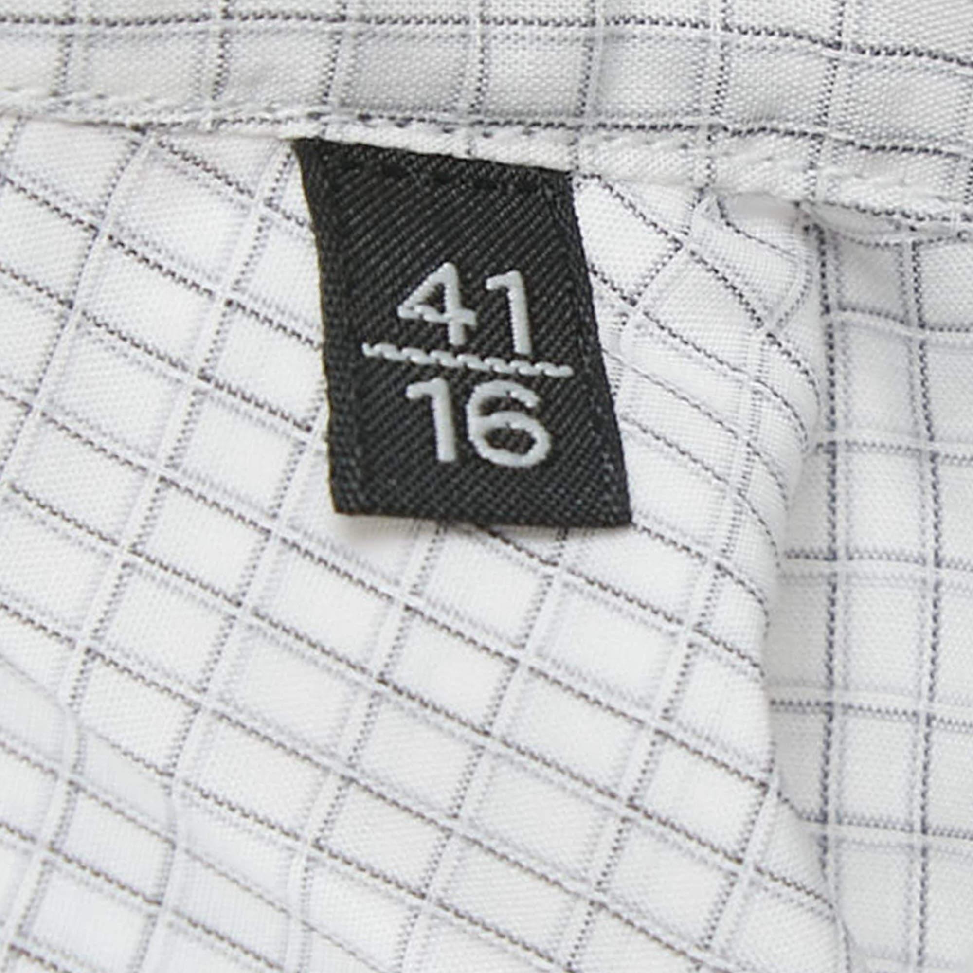 Ermenegildo Zegna White Checked Cotton Shirt L For Sale 3