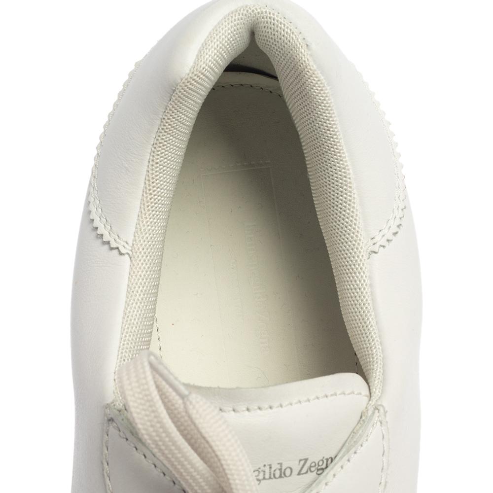 Ermenegildo Zegna White Leather Marcello Signature Sneakers Size 46 1