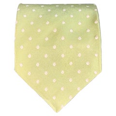 ERMENEGILDO Zegna Cravate en soie blanche Lime Dots