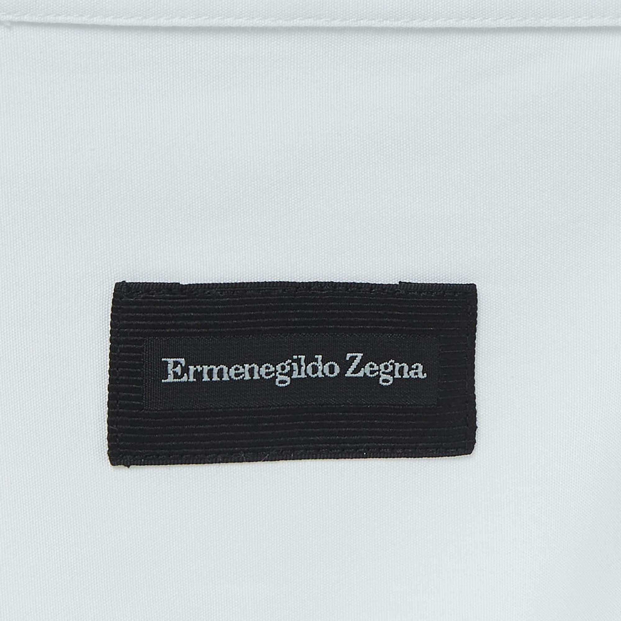 Men's Ermenegildo Zegna White Pique Bib Cotton Tuxedo Shirt 4XL For Sale