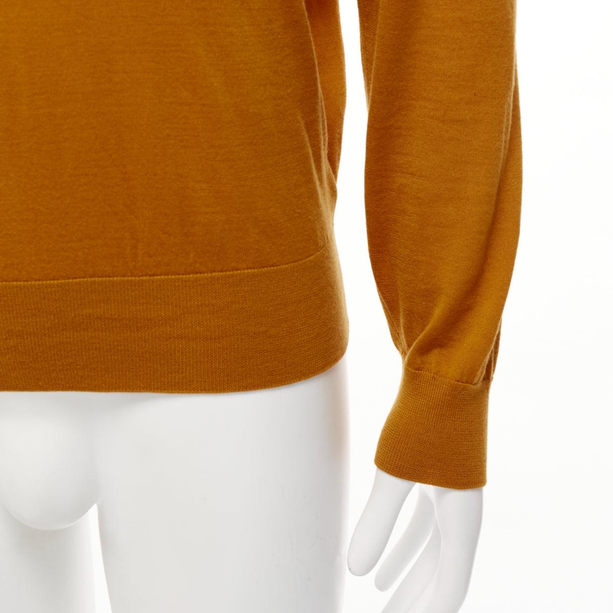 ERMENEGILDO ZEGNA wool cashmere mustard yellow knit polo sweater IT50 L For Sale 3