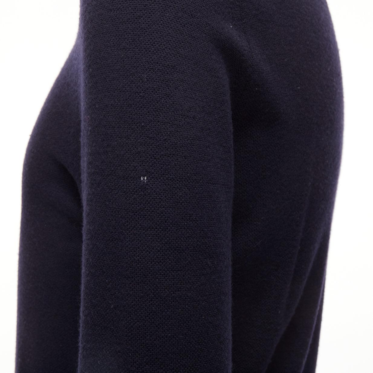 ERMENEGILDO ZEGNA wool cashmere navy grey button detail half zip sweater IT50 L For Sale 3