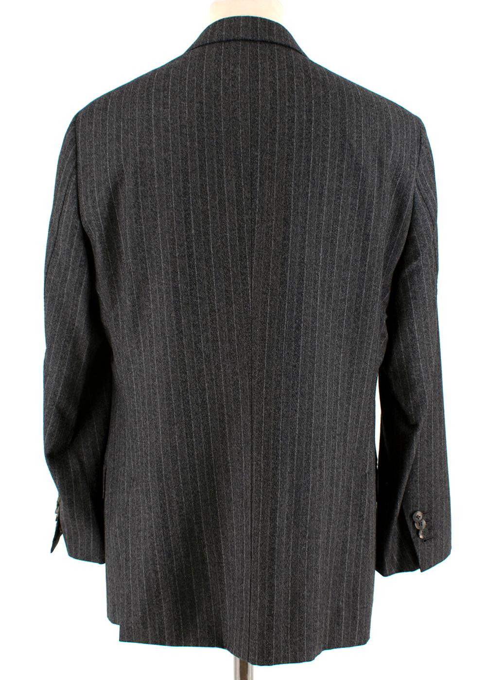 Black Ermenegildo Zegna Wool Grey Striped Single Breasted Suit - Size Estimated L For Sale