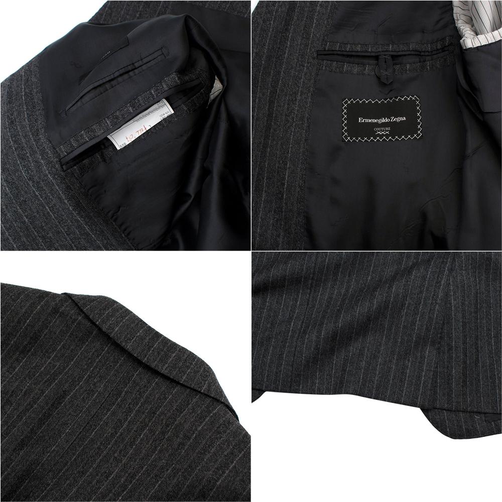 Ermenegildo Zegna Wool Grey Striped Single Breasted Suit - Size Estimated L For Sale 3