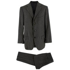 Ermenegildo Zegna Wool Grey Striped Single Breasted Suit - Size L