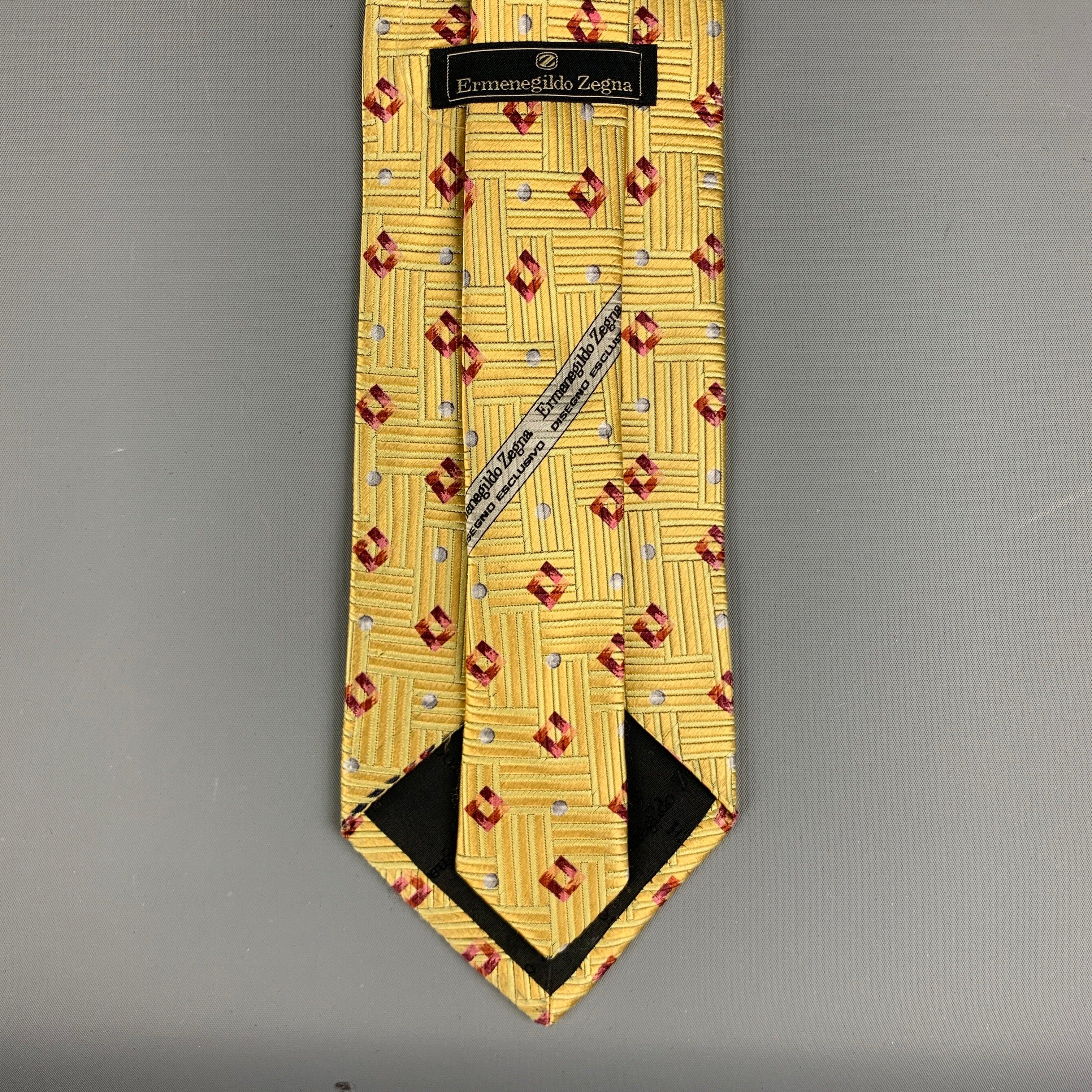 Men's ERMENEGILDO ZEGNA Yellow Brown Rhombus Tie For Sale