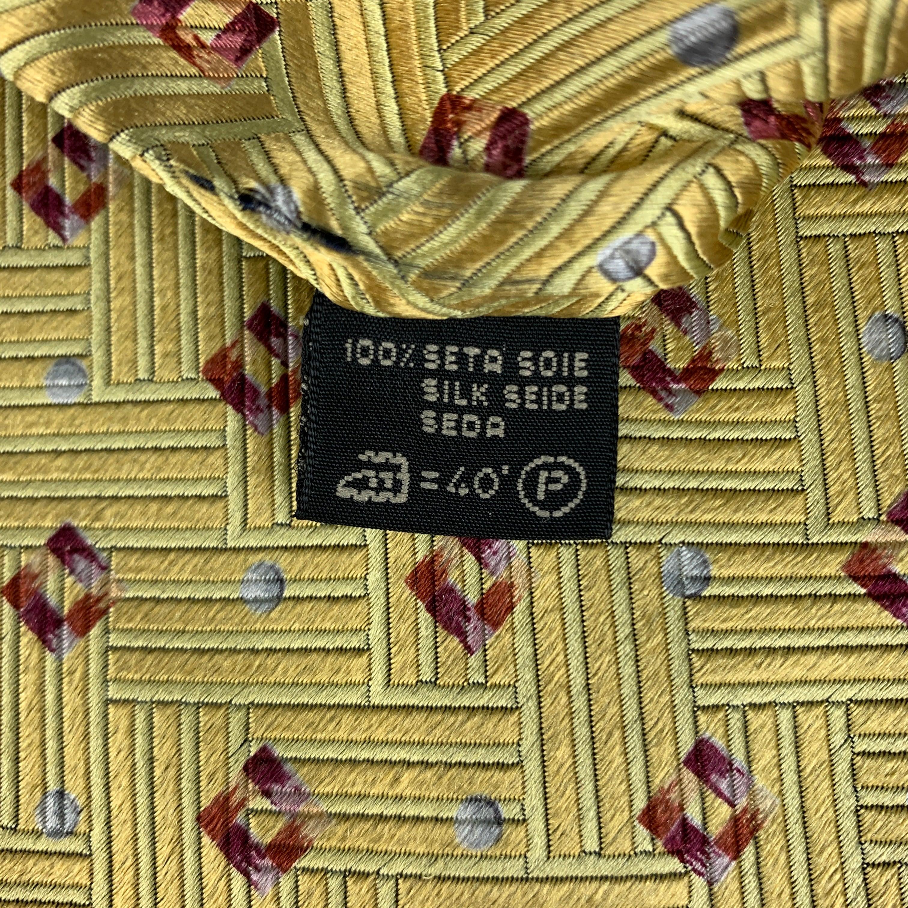 ERMENEGILDO ZEGNA Yellow Brown Rhombus Tie For Sale 1