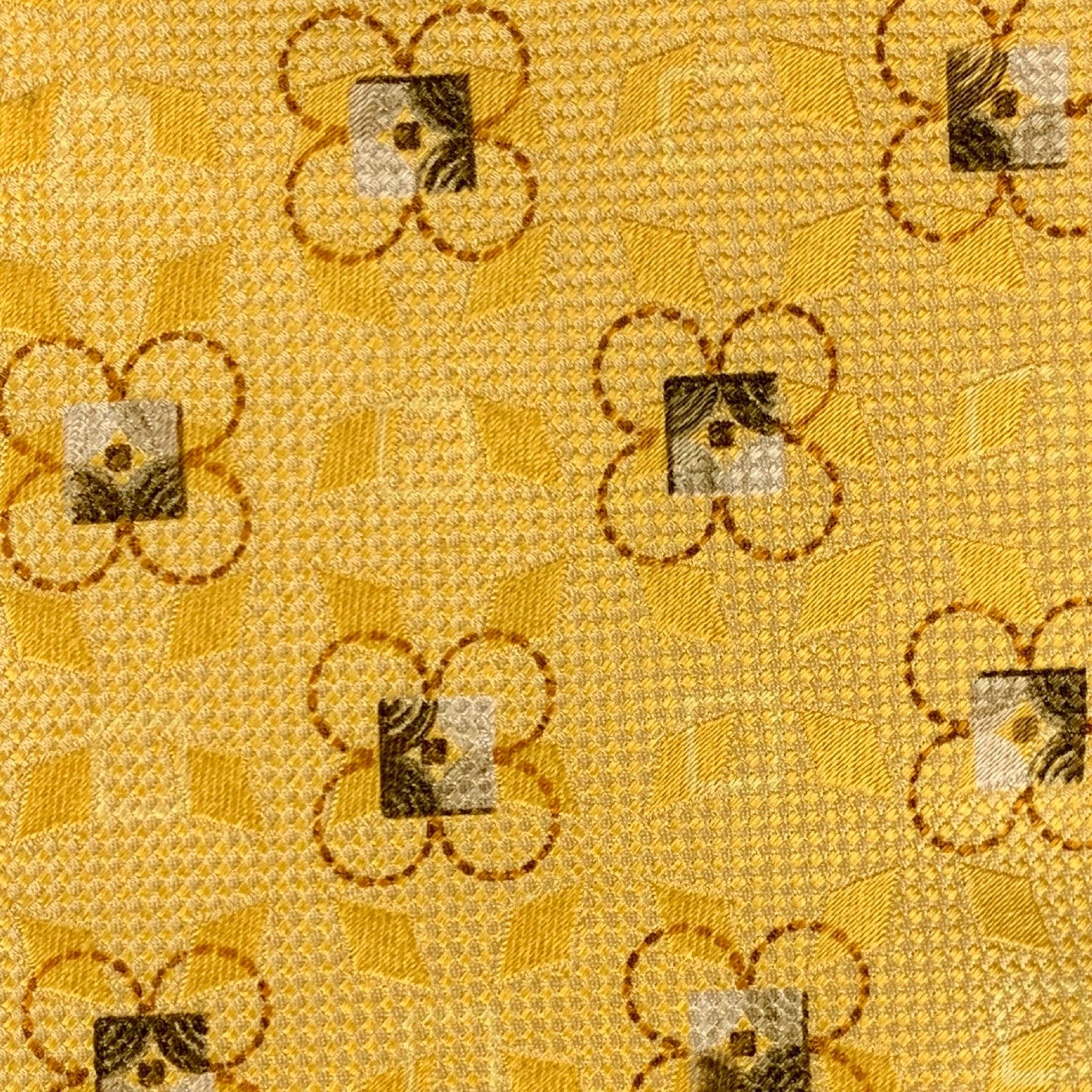 ERMENEGILDO ZEGNA Yellow Jacquard Silk Tie In Good Condition For Sale In San Francisco, CA