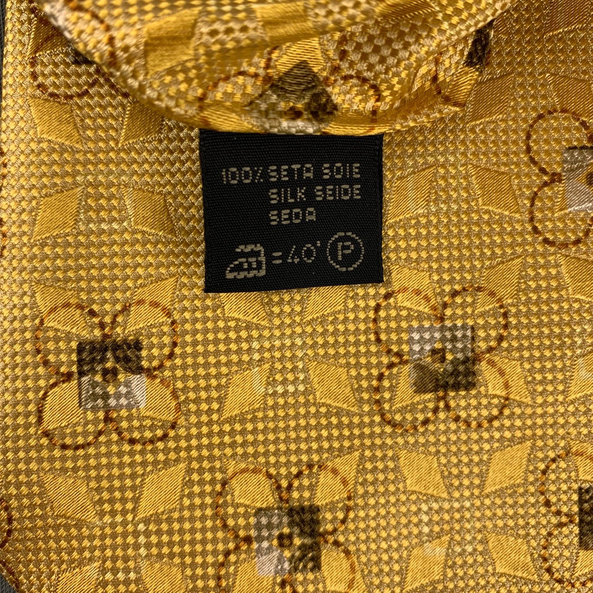 ERMENEGILDO ZEGNA Yellow Jacquard Silk Tie For Sale 1