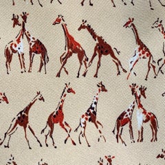 ERMENEGILDO ZEGNA Yellow Red Orange Giraffe Silk Twill Tie