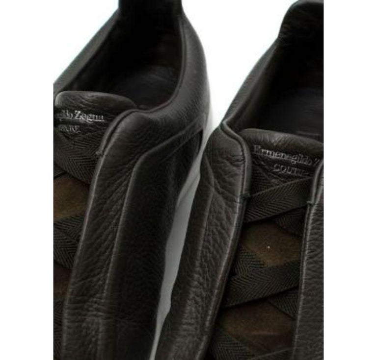 Ermenegildo ZegnaKhaki Khaki Suede & Leather Triple Stitch Sneakers For Sale 4