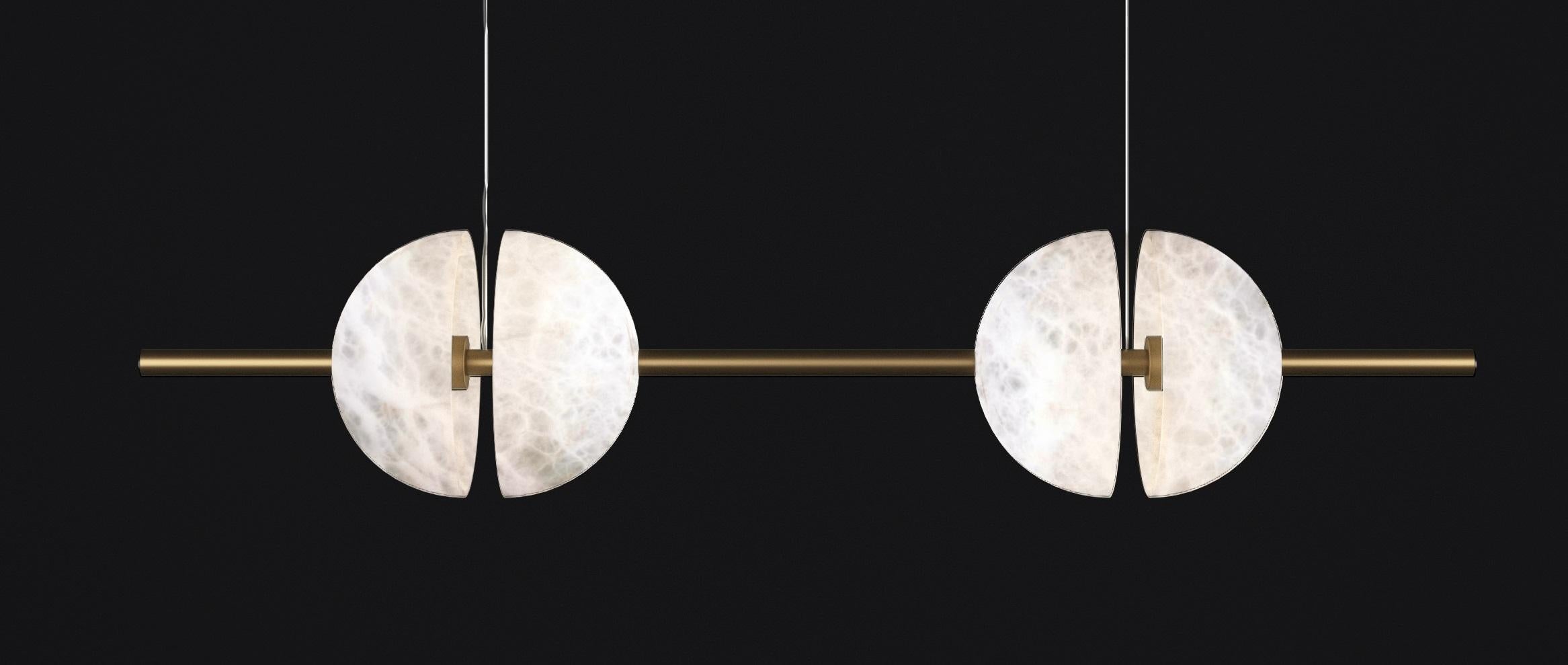 Modern Ermes Bronze And Alabaster Pendant Light 1 by Alabastro Italiano For Sale