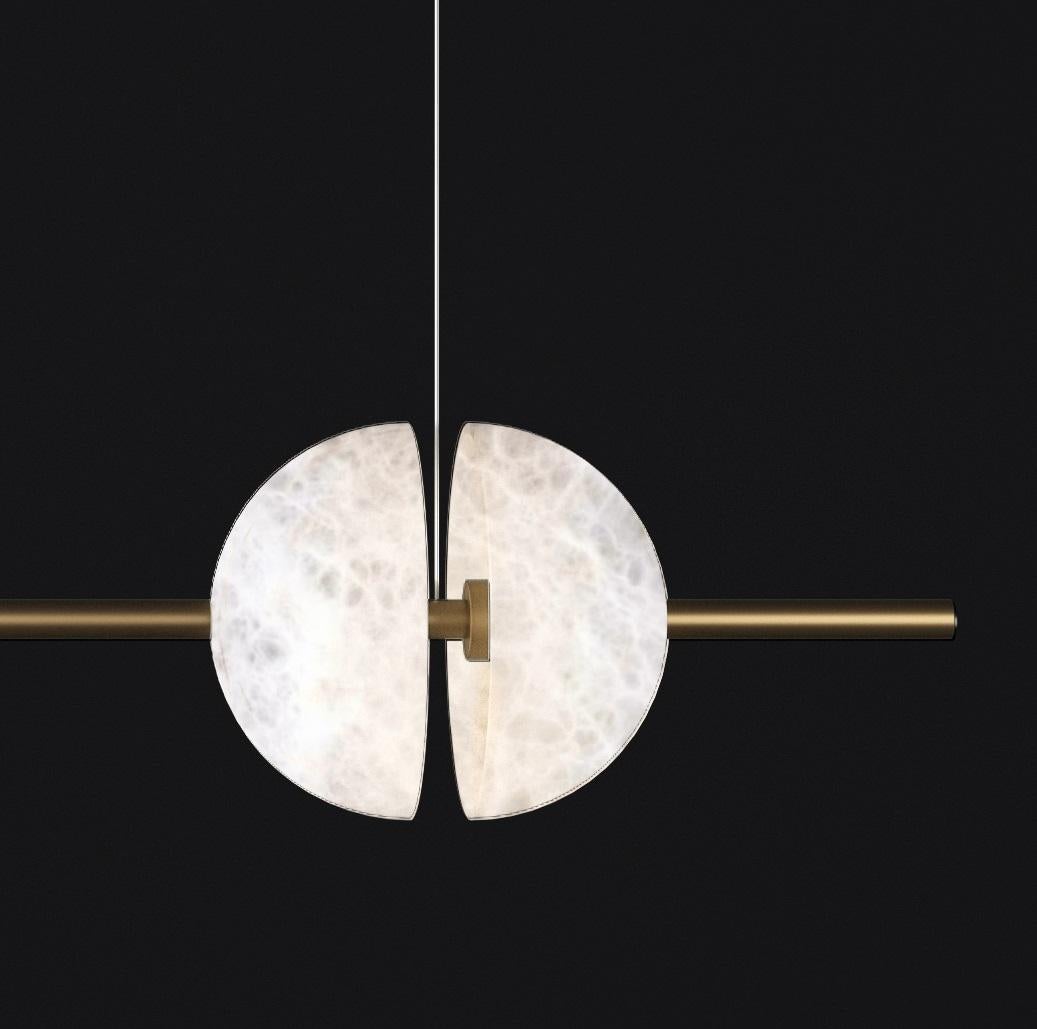 Other Ermes Bronze And Alabaster Pendant Light 1 by Alabastro Italiano For Sale