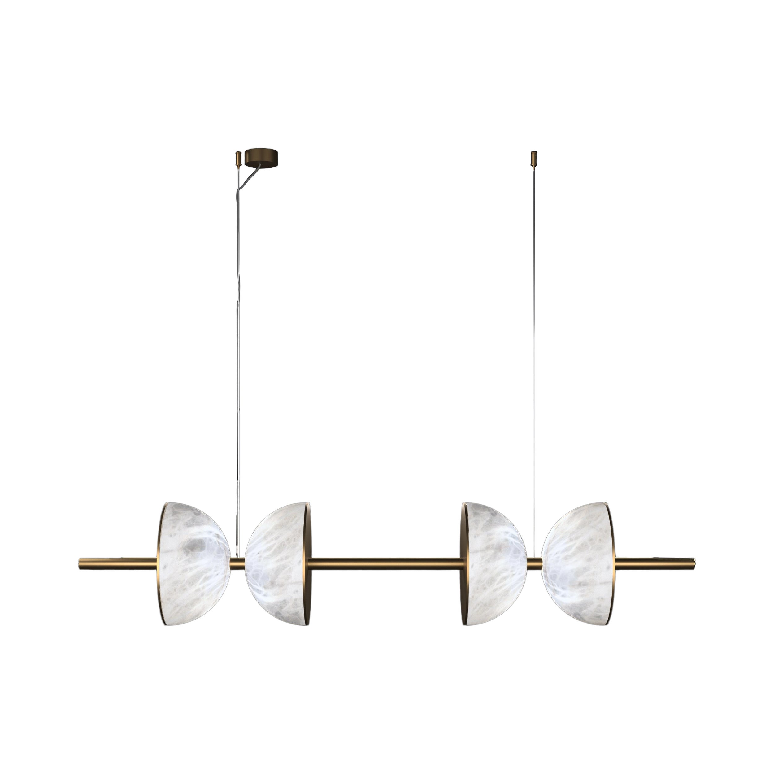 Lampe à suspension Ermes bronze et albâtre 2 par Alabastro Italiano