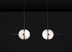 Ermes Brushed Black Metal And Alabaster Pendant Light 1 by Alabastro Italiano