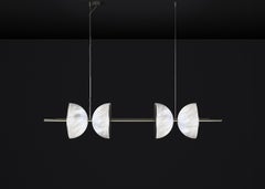 Ermes Pendelleuchte aus gebürstetem schwarzem Metall und Alabaster 2 von Alabastro Italiano