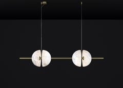 Ermes Brushed Brass And Alabaster Pendant Light 1 by Alabastro Italiano