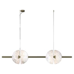 Lampe à suspension Ermes 1 en laiton brossé et albâtre par Alabastro Italiano