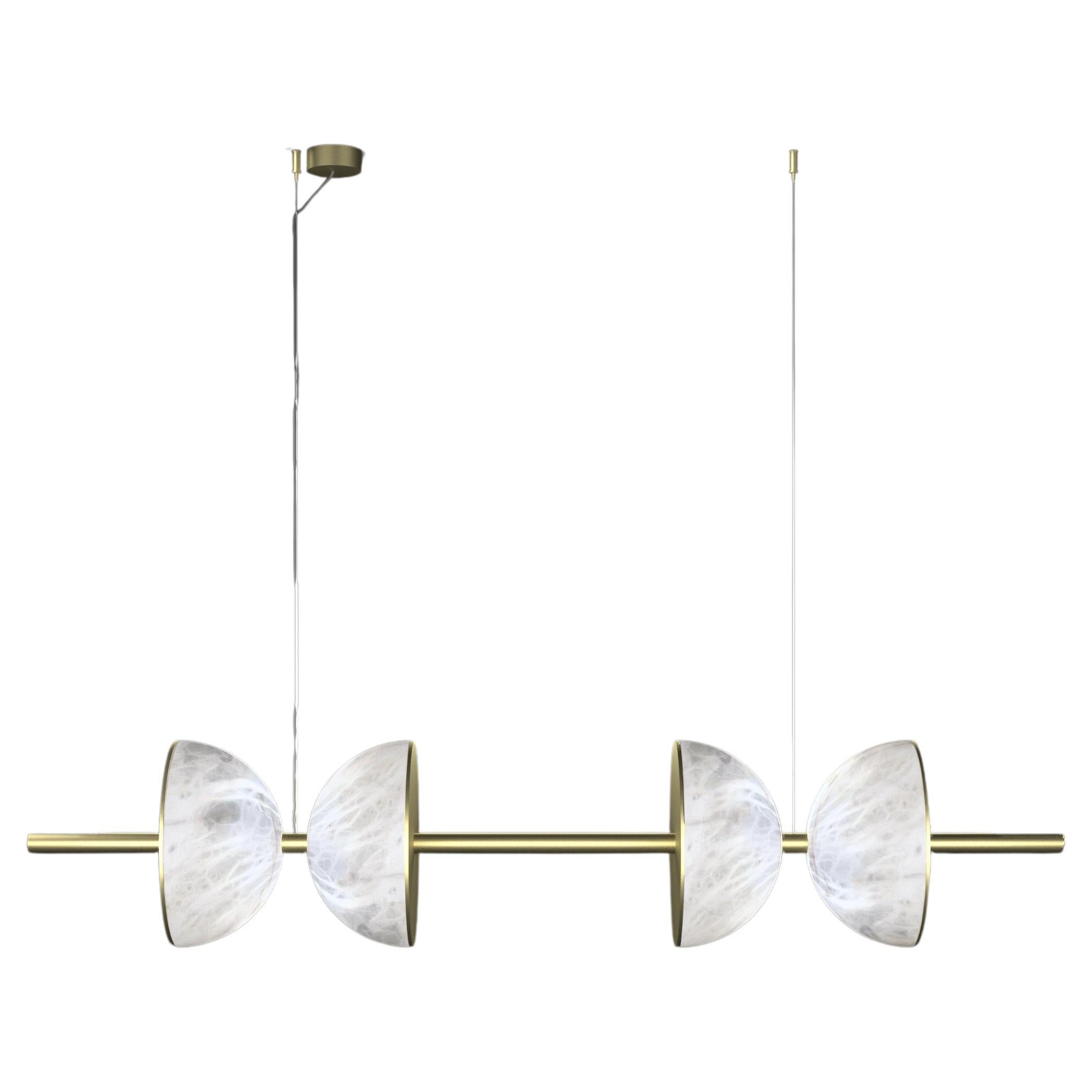 Ermes Brushed Brass And Alabaster Pendant Light 2 by Alabastro Italiano For Sale