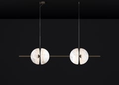 Ermes Lámpara Colgante de Metal Bruñido y Alabastro 1 by Alabastro Italiano