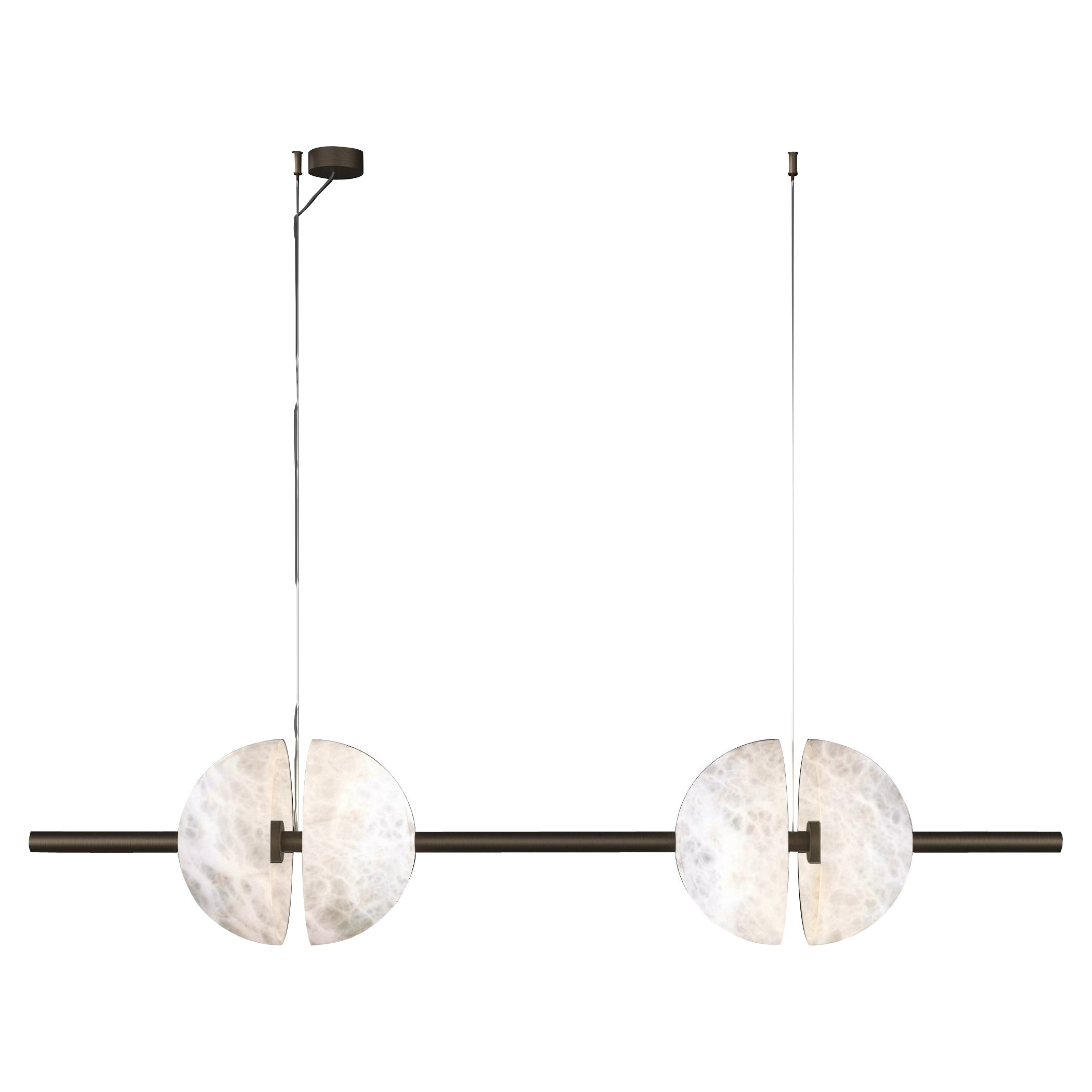 Lampe à suspension Ermes 1 en métal bruni et albâtre par Alabastro Italiano