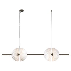 Lampe à suspension Ermes 1 en métal bruni et albâtre par Alabastro Italiano
