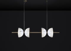 Ermes métal bruni et lampe à suspension en albâtre 2 par Alabastro Italiano
