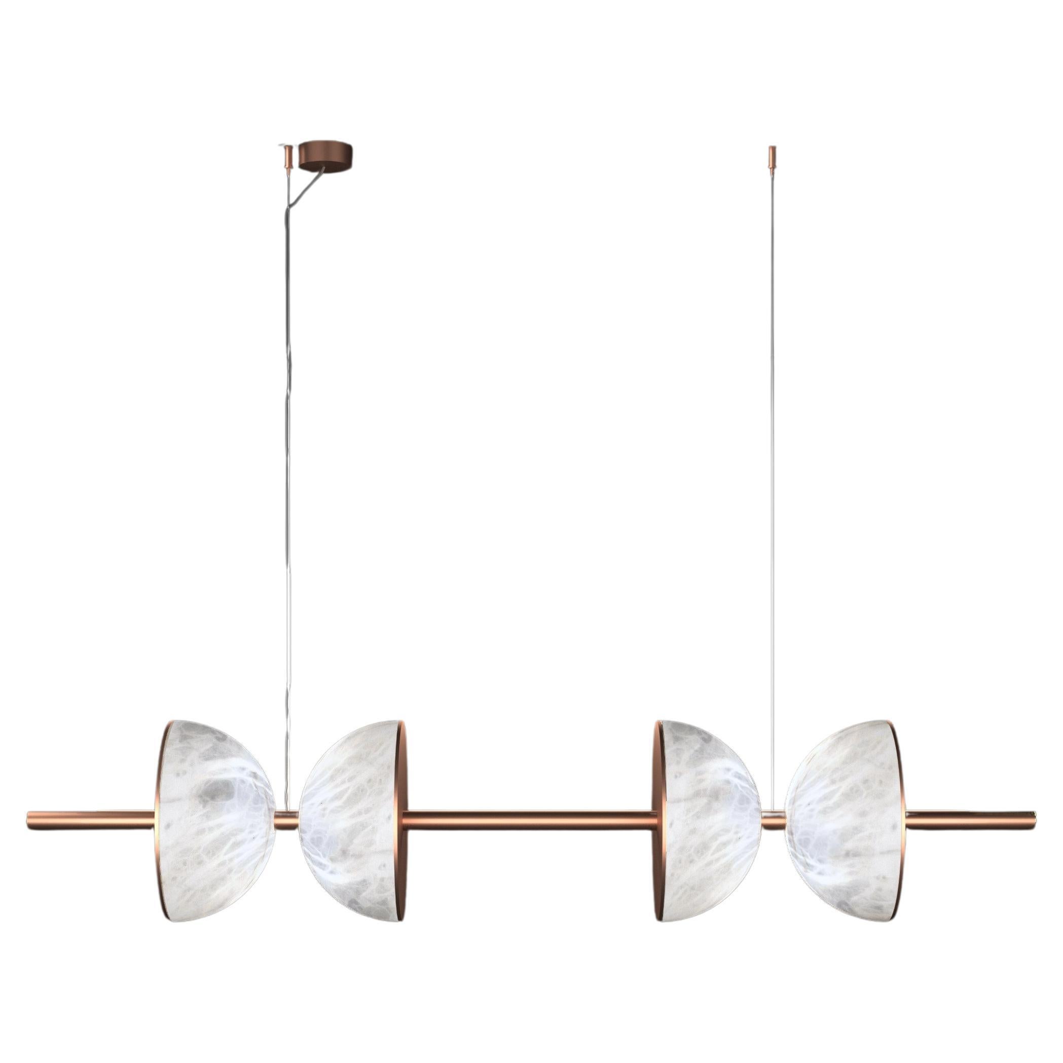 Ermes Copper And Alabaster Pendant Light 2 by Alabastro Italiano For Sale