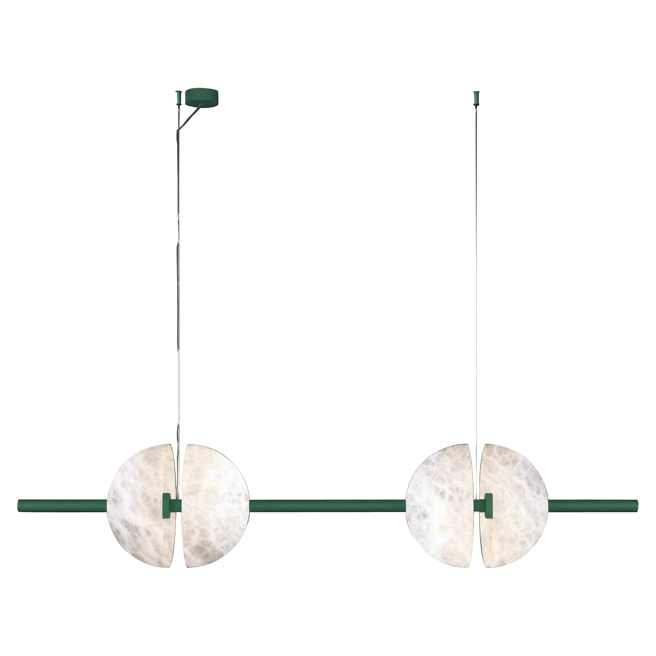 Pendente Ermes Freedom Green in metallo e alabastro 1 di Alabastro Italiano