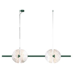Pendente Ermes Freedom Green in metallo e alabastro 1 di Alabastro Italiano