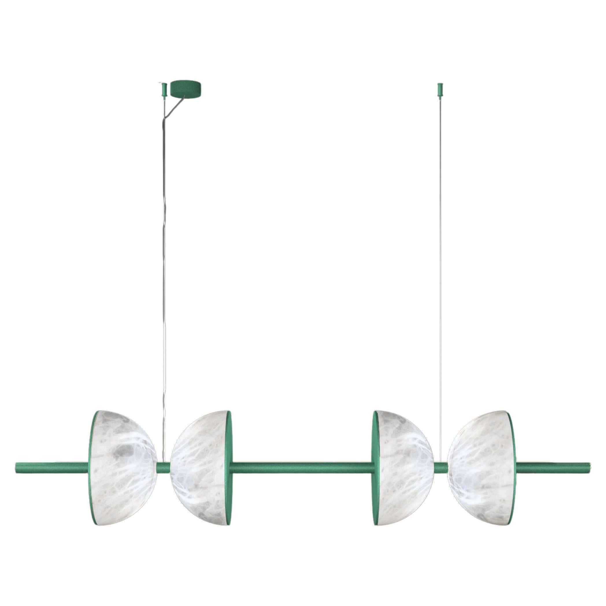 Ermes Freedom Green Metal And Alabaster Pendant Light 2 by Alabastro Italiano For Sale