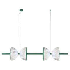 Lampe à suspension Freedom 2 d'Ermes en métal vert et albâtre par Alabastro Italiano