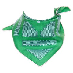 ERMES Gavroche 45 green geometric garden fence lattice print silk scarf