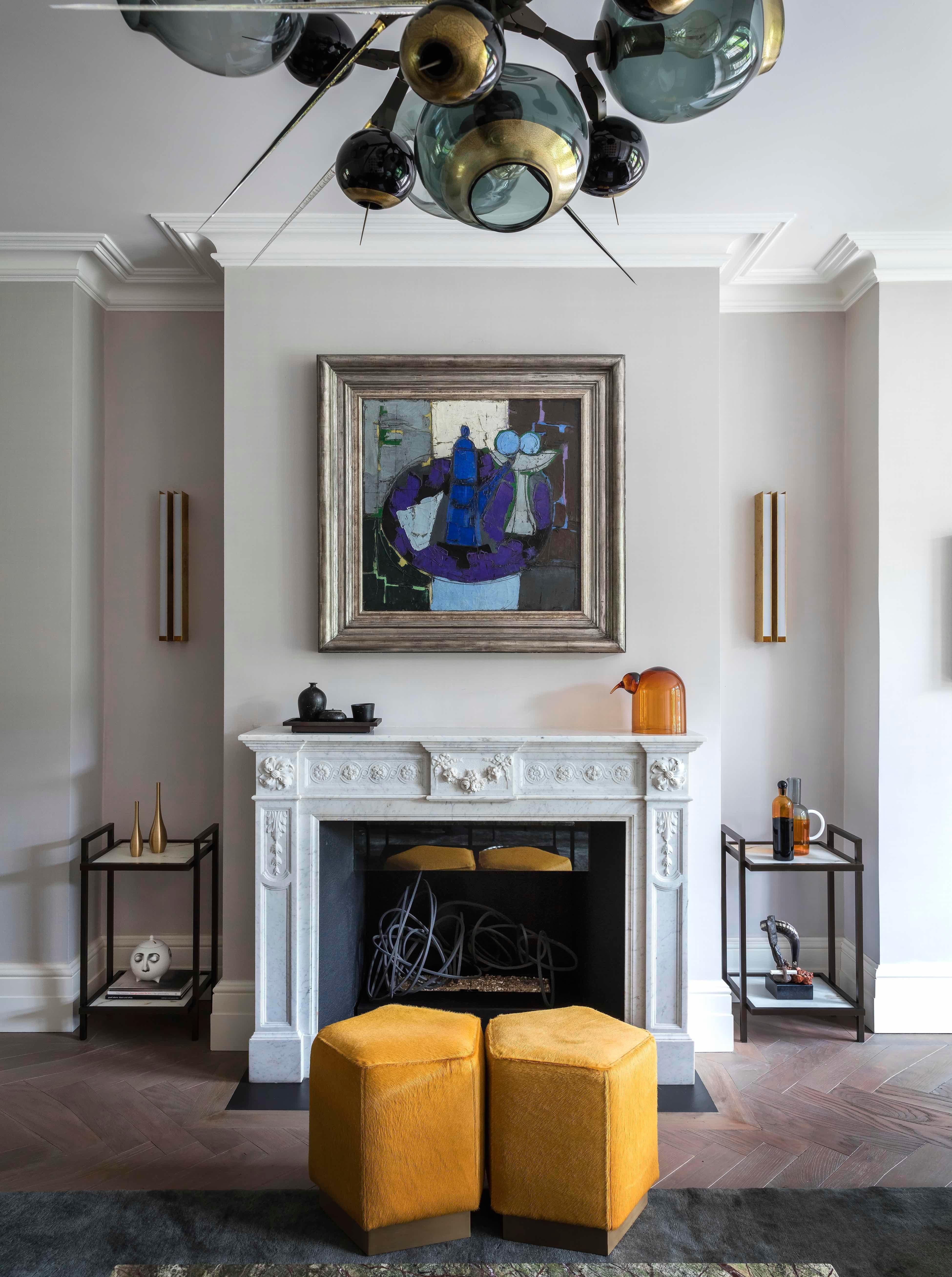 Ermes Pentagon Pouf in Quilted Velvets and Brass or Steel Powder-Coated Plinth In New Condition In London, GB