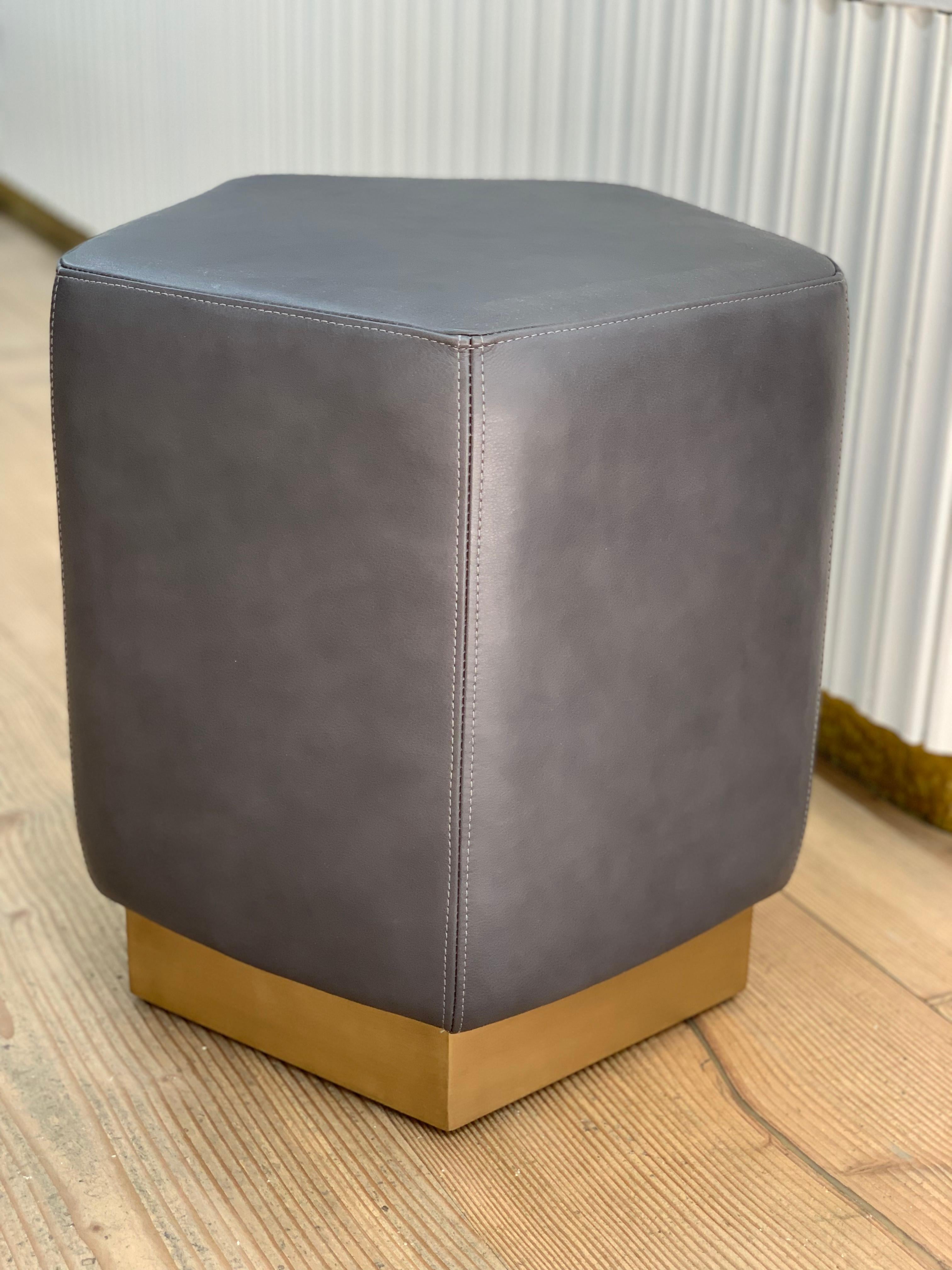 leather footstool with storage
