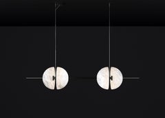 Ermes Shiny Black Metal And Alabaster Pendant Light 1 by Alabastro Italiano