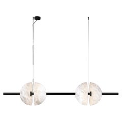 Pendente Ermes in metallo nero lucido e alabastro 1 by Alabastro Italiano