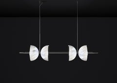 Ermes Glänzend Schwarz Metall Und Alabaster Pendelleuchte 2 von Alabastro Italiano